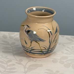 Jean Higgins Glen Elm Studio Heron Vase Maryland Art Pottery 2000